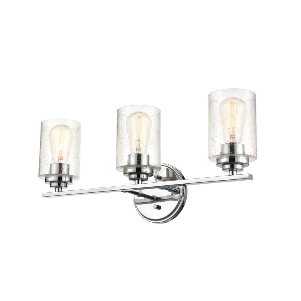 Chrome Cylinder 3-Light Vanity Fixture