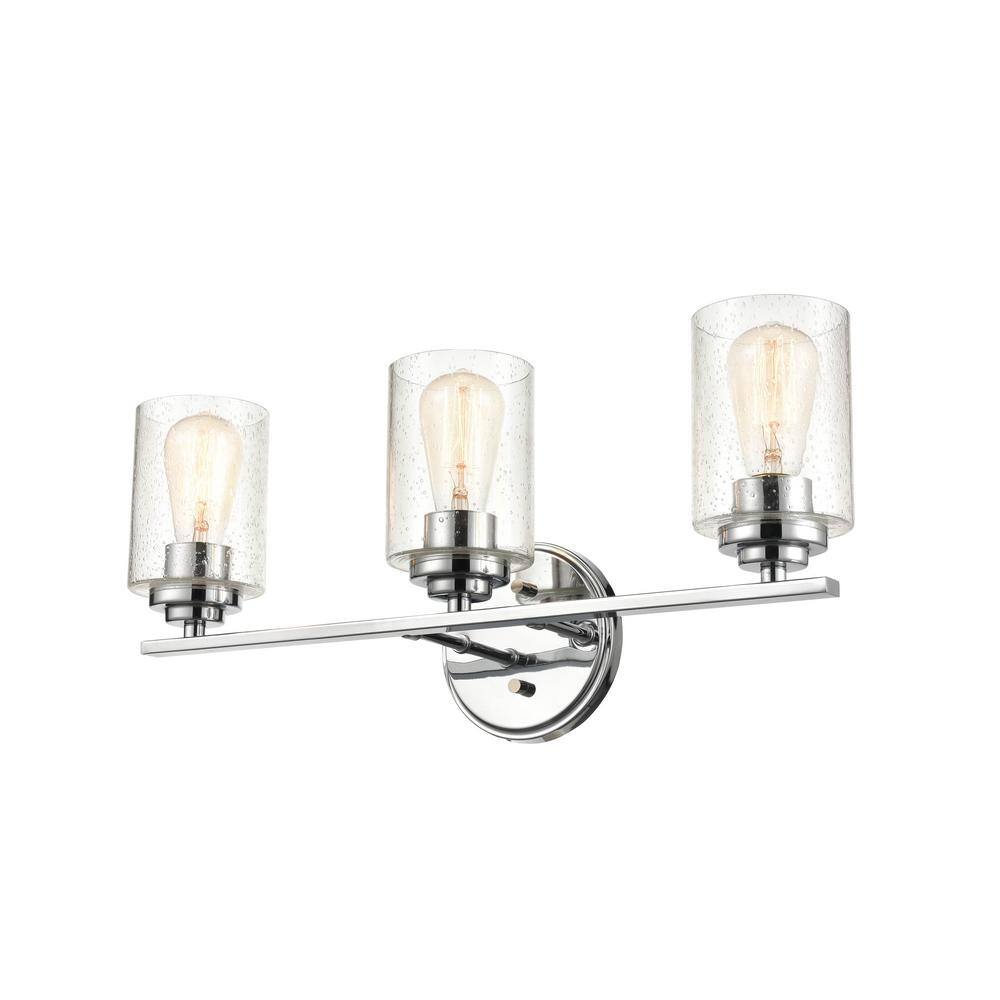 Chrome Cylinder 3-Light Vanity Fixture