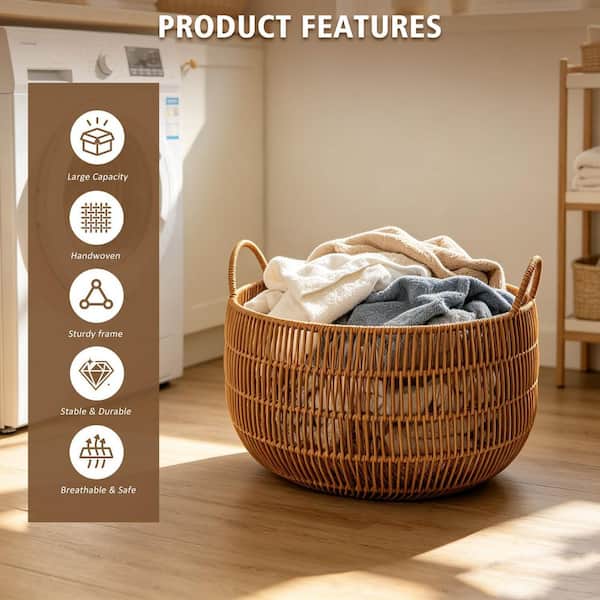 Jeedeson Brown 11.22 in. x 15.94 in. Polypropylene Round Woven