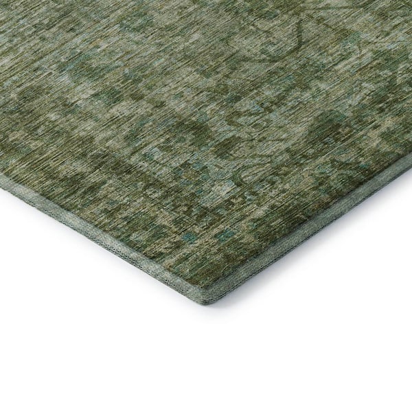 Mayfield Premium Machine Washable Abstract AMF1744 Olive 2 ft. x 3 ft. Area Rug