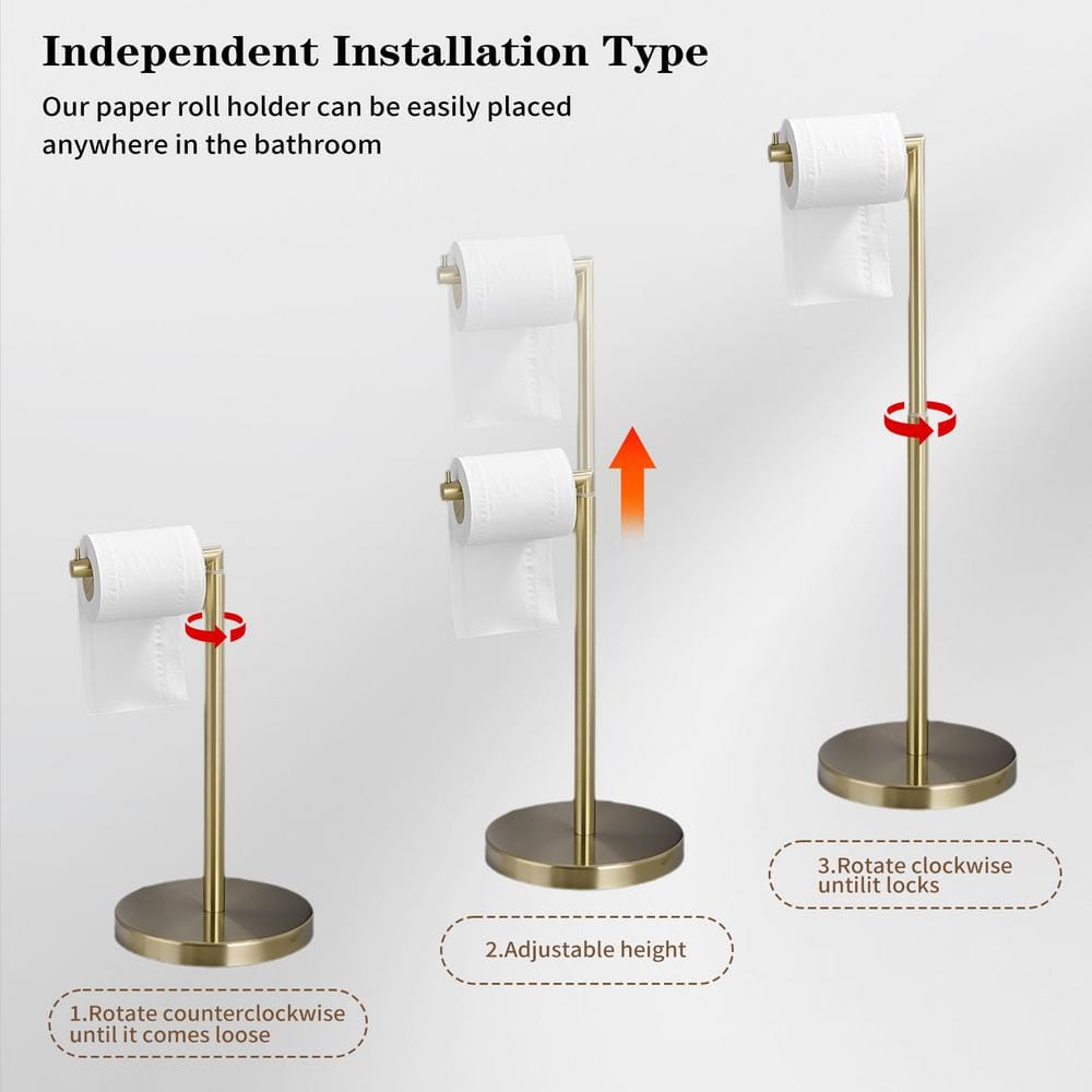 Brushed Gold Freestanding Stainless Steel Toilet Paper Holder