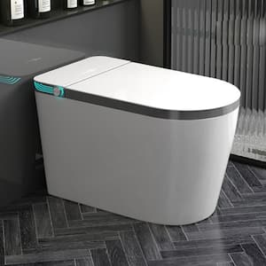 Modern One-Piece 1.32 GPF Automatic Single Flush Elongated Smart Toilet in Glossy White