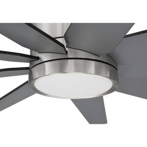 Champion 60 in. Indoor Brushed Polished Nickel Ceiling Fan with Integrated LED Light and Remote/Wall Control Included