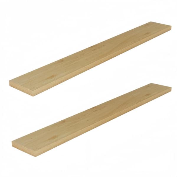 72 in.W x 9.3 in.D Floating Shelves,Deep Floating Shelf Wall Mounted, Wall Shelves,Oak,Set of 2