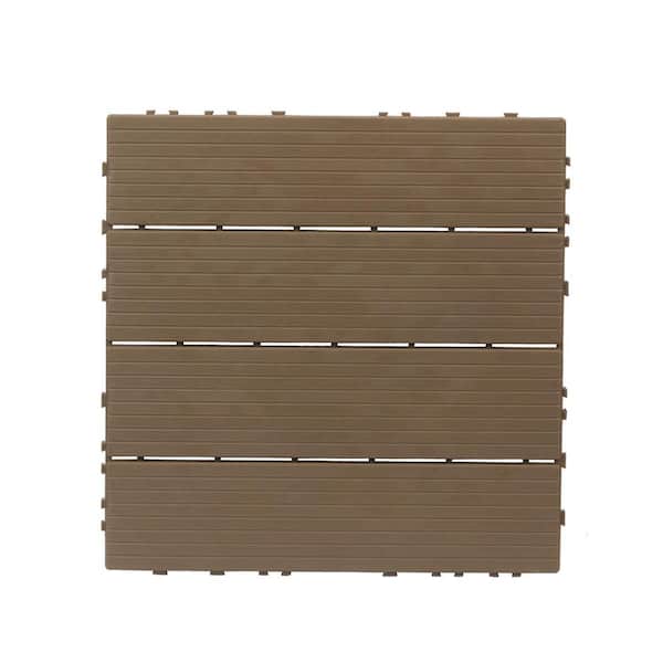 0.95 ft. x 0.95 ft. Coffee Plastic Composite Deck Tile (27 Per Case)