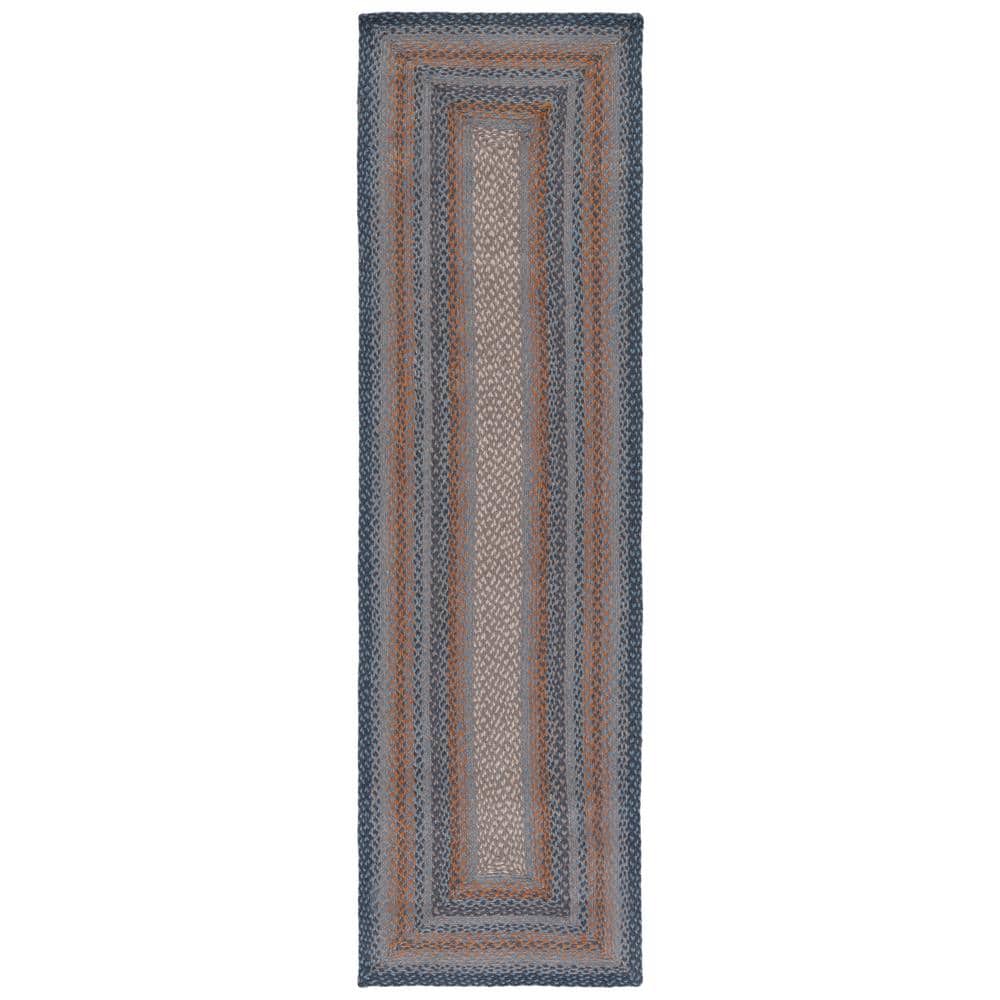 Handwoven Gray and Brown Braided 27" Reversible Runner Rug