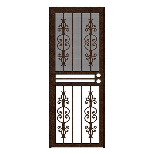 Unique Home Designs 30 in. x 80 in. Estate Copperclad Recessed Mount All Season Security Door with Insect Screen and Glass Inserts