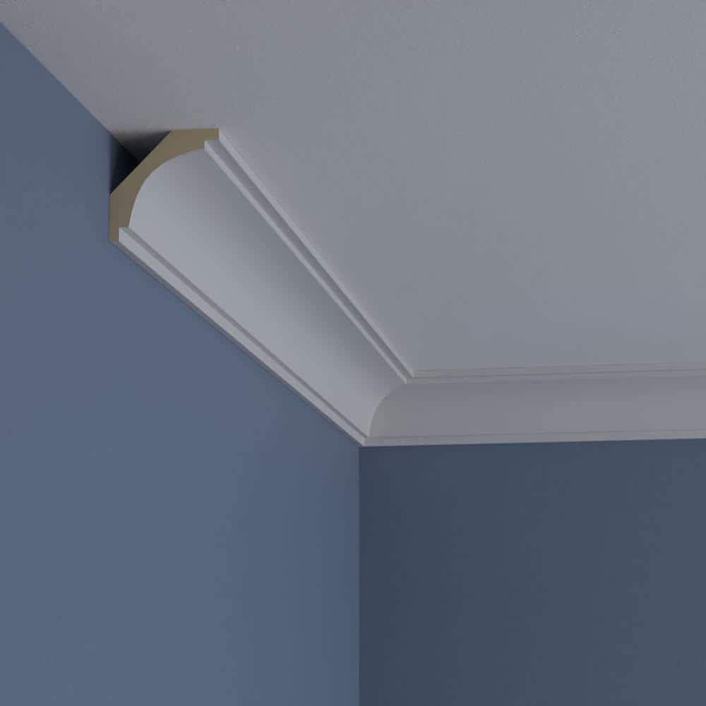 Classic Smooth White Polyurethane Crown Moulding, 94.5" Length