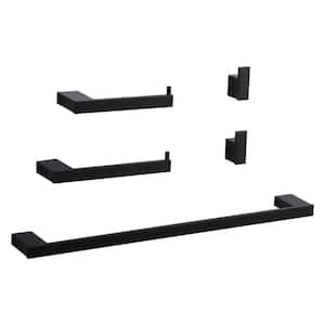 5-Piece Bath Hardware Set with Towel Bar&Paper Holder&Towel Hook Included Mounting Hardware in Black