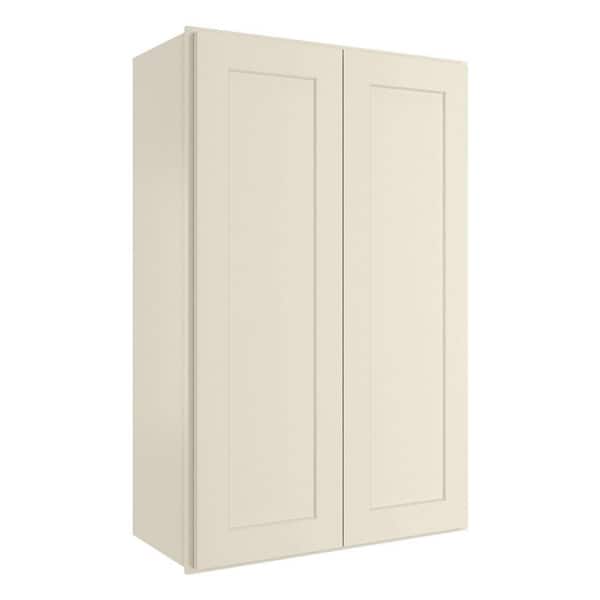 HOMEIBRO White Painted Shaker Style Ready to Assemble Wall Cabinet 2 Door Stock Kitchen Cabinet(27 in. W x 42 in. H x 12 in. D)
