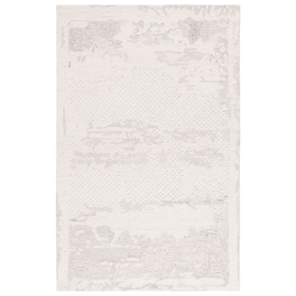 SAFAVIEH Harvest 3 ft. x 5 ft. Ivory/Gray Distressed Diamond Area Rug