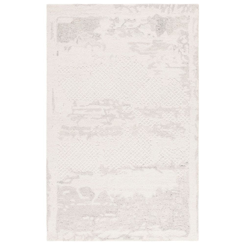 SAFAVIEH Harvest 6 ft. x 9 ft. Ivory/Gray Distressed Diamond Area Rug ...