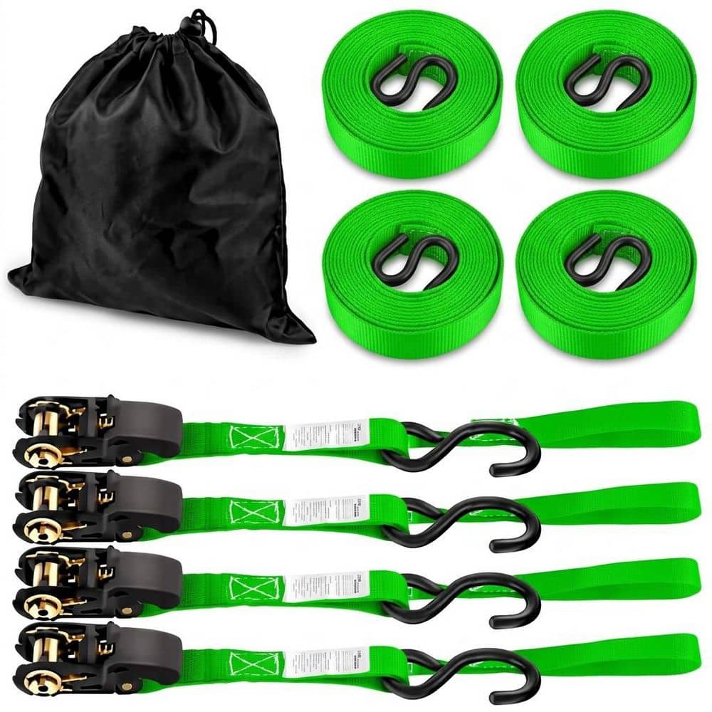 17 ft x 1 in Ratchet Tie Down Straps Heavy Duty S-Hook Weather Resistant Cargo Securement 4 Pack Green price history on PriceWatchPro