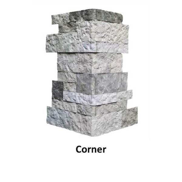 AIRSTONE Spring Creek Gray 2 - 4 in. x 4 - 10 in. Cement Standard Corner/Finished End Wall Tiles (7.25 sq. ft./case)