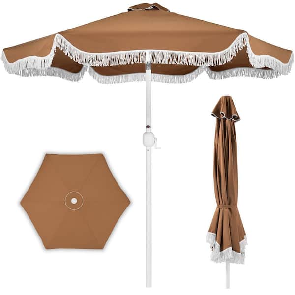 best choice products patio umbrella 9 10ft Outdoor Umbrella, Outdoor Table Umbrella, Yard Umbrella, Market with 6 Sturdy Ribs, Push Button, Tilt and Crank assisted crank opens and closes the umbrella 9 ft Patio Umbrella with