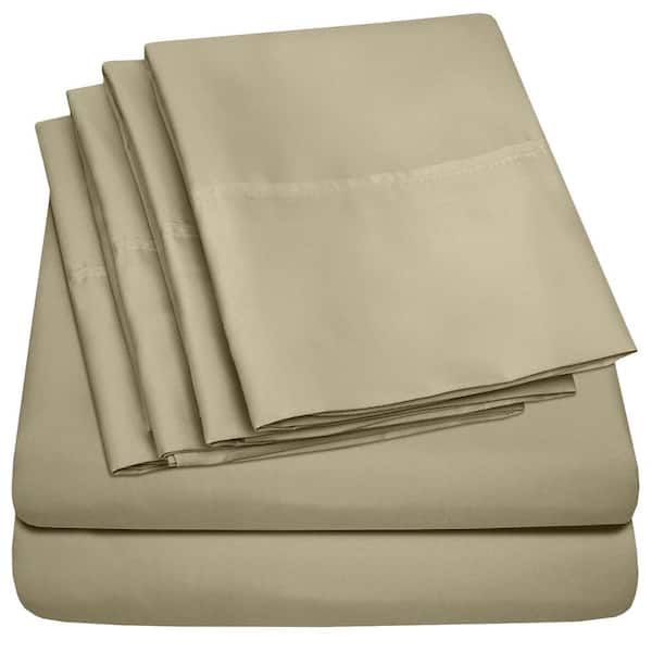 Sweet Home Collection 1500-Supreme Series 6-Piece Sage Solid Color Microfiber RV Queen Sheet Set