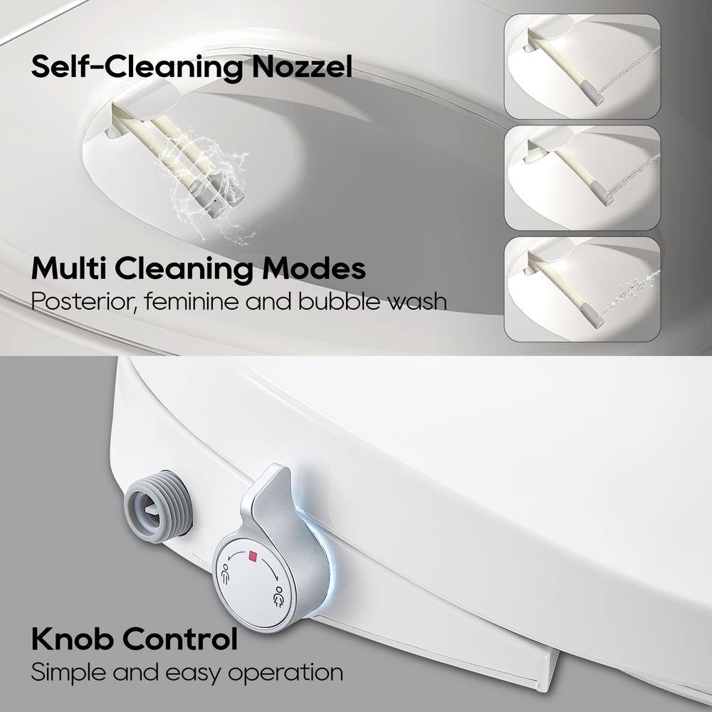 White Elongated Heated Bidet Toilet Seat with Night Light