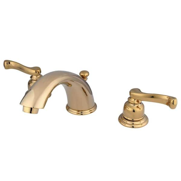 Kingston Brass 8 in. Widespread 2-Handle Mid-Arc Bathroom Faucet in Polished Brass