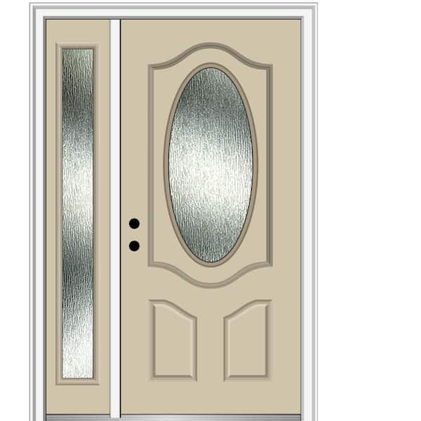 MMI Door 48 in. x 80 in. Right-Hand/Inswing Rain Glass Wicker Fiberglass Prehung Front Door on 6-9/16 in. Frame