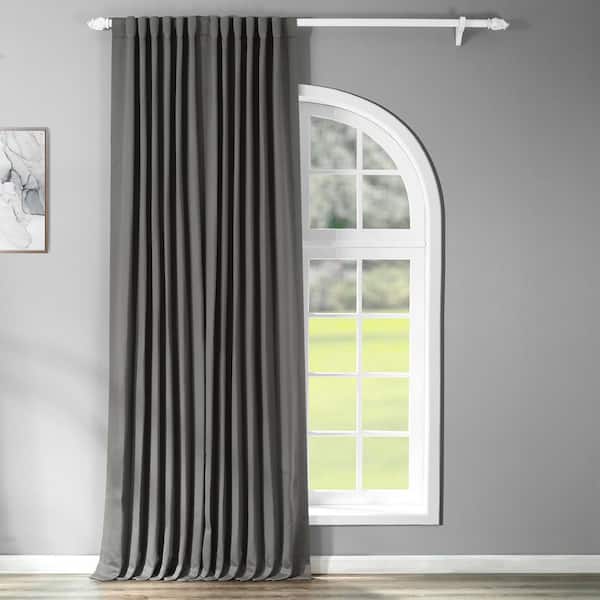 Exclusive Fabrics & Furnishings Anthracite Grey Doublewide Room Darkening Curtain - 100 in. W x 96 in. L Rod Pocket with Back Tab Single Panel