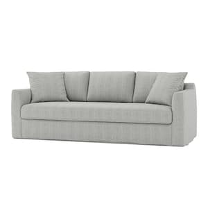 Cedric Modern 85 in. Slipcovered Sofa with Square Flange Arm-GREY