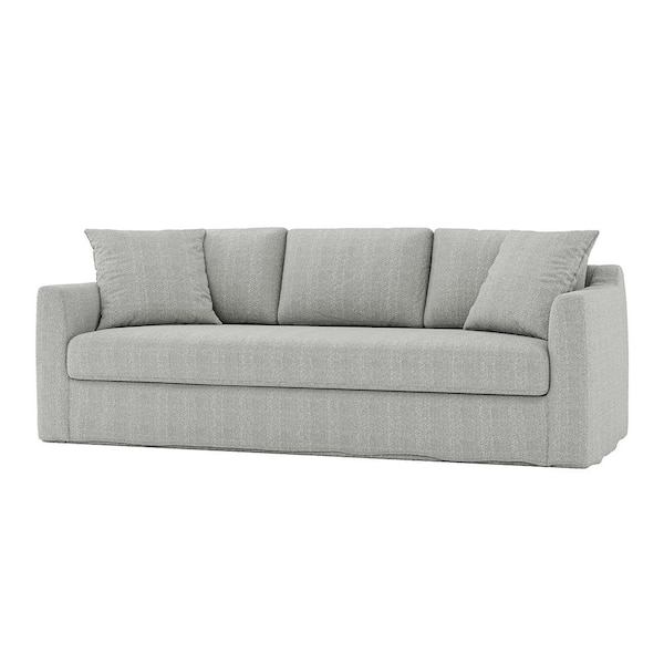 JAYDEN CREATION Cedric Modern 85 in. Slipcovered Sofa with Square Flange Arm-GREY