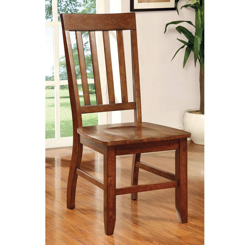 Dark Oak Slat Back Transitional Side Chair