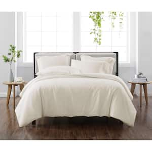 Solid Ivory King 3-Piece Duvet Cover Set