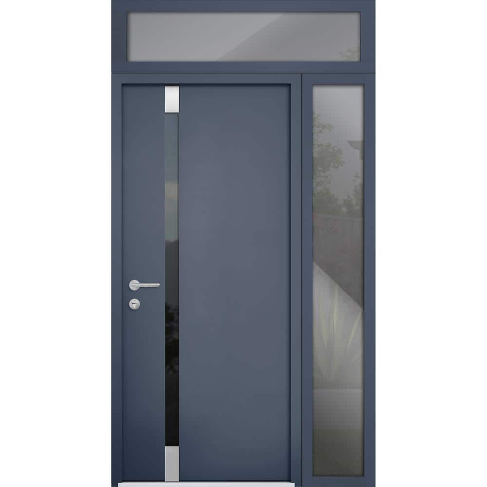 6777 44 in. x 96 in. Right-Hand/Inswing Tinted Glass Gray Graphite Steel Prehung Front Door with Hardware price history on PriceWatchPro