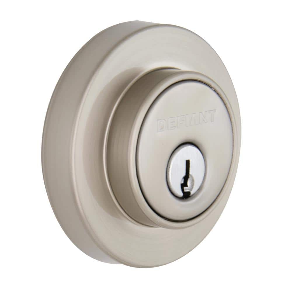 Contemporary Round Satin Nickel Single Cylinder Deadbolt