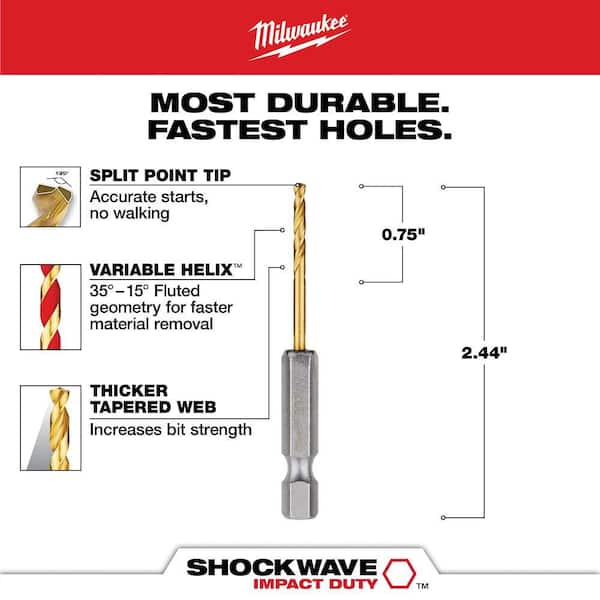 Milwaukee SHOCKWAVE 3/32 in. Titanium Drill Bit 48-89-4603 - The