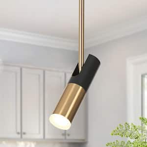 Lulier 5-Watt Integrated LED Hanging Pendant Light, Modern Matte Black and Brass Plated Light Fixture