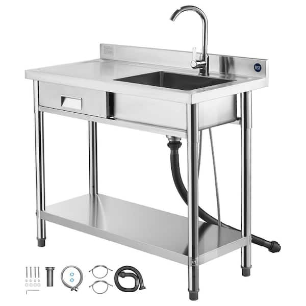 17 in. Commercial Sink Stainless Steel Utility Sink, 1 Compartment Single Bowl 39.4 x 19.7 x 37 in. 2025 Update