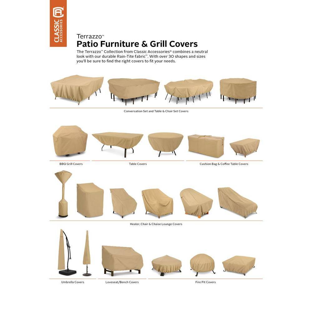 Beige All-Weather Rectangular Patio Table Cover with Air Vents