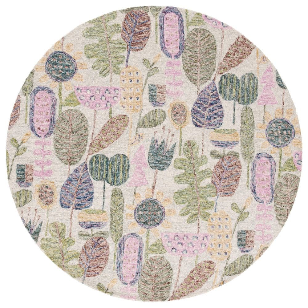 Jardin 6 ft. x 6 ft. Beige/Blue Abstract Garden Round Area Rug price history on PriceWatchPro