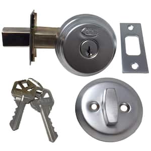 Satin Chrome Arrow Style Door Lock Single Cylinder Deadbolt with 2-3/8 in. Latch and 2 KW1 Keys