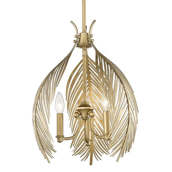 Golden Lighting Cay 3-Light Vintage Fired Gold Transitional Pendant Light
