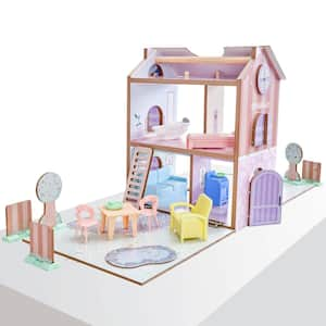 Play and Store Cottage Wooden Dollhouse with 36 Accessories