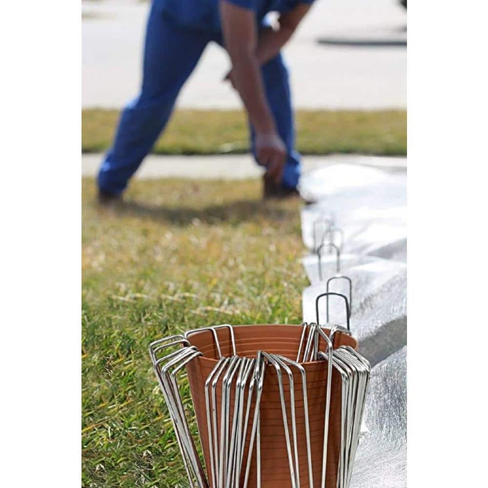 AllThingMetal 6 Inch Galvanized Steel Landscape Staples, 100 Pack