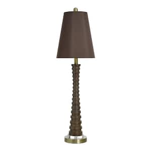 35 in. Brown Candlestick Task And Reading Table Lamp for Living Room with Brown Cotton Shade