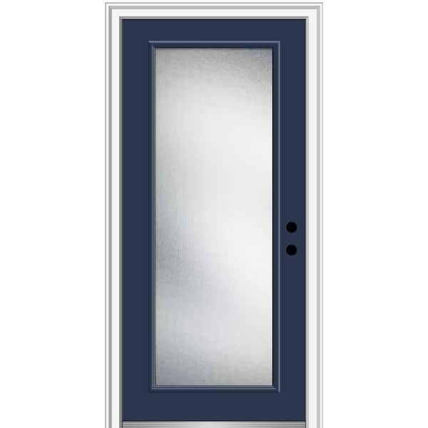 MMI Door 32 in. x 80 in. Micro Granite Left-Hand Inswing Full Lite Decorative Painted Fiberglass Smooth Prehung Front Door