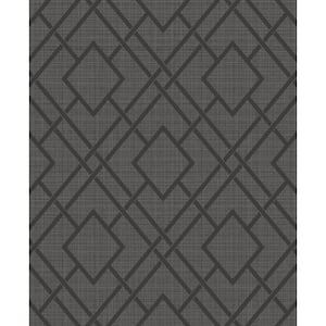 Pewter Charcoal Diamond Trail Vinyl Peel and Stick Wallpaper Roll (31.35 sq. ft.)