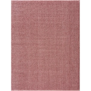 Judy 5 ft. X 7 ft. Pink Solid Shag Rubber Backing Soft Machine Washable Area Rug