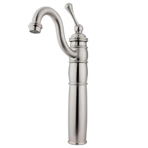Kingston Brass Victorian Single Hole Single-Handle High-Arc Vessel Bathroom Faucet in Satin Nickel
