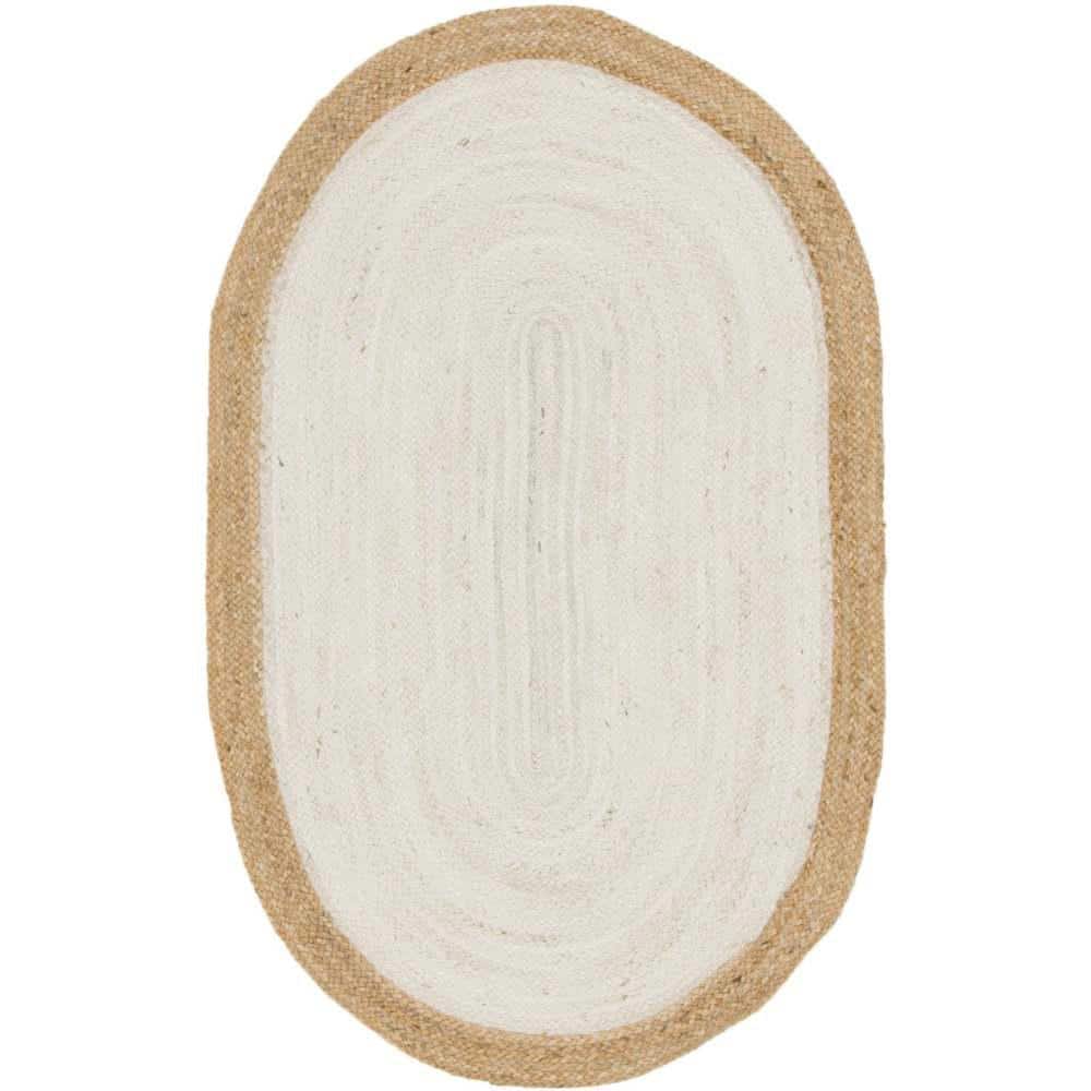 Handmade Braided White Jute 8' x 10' Oval Rug