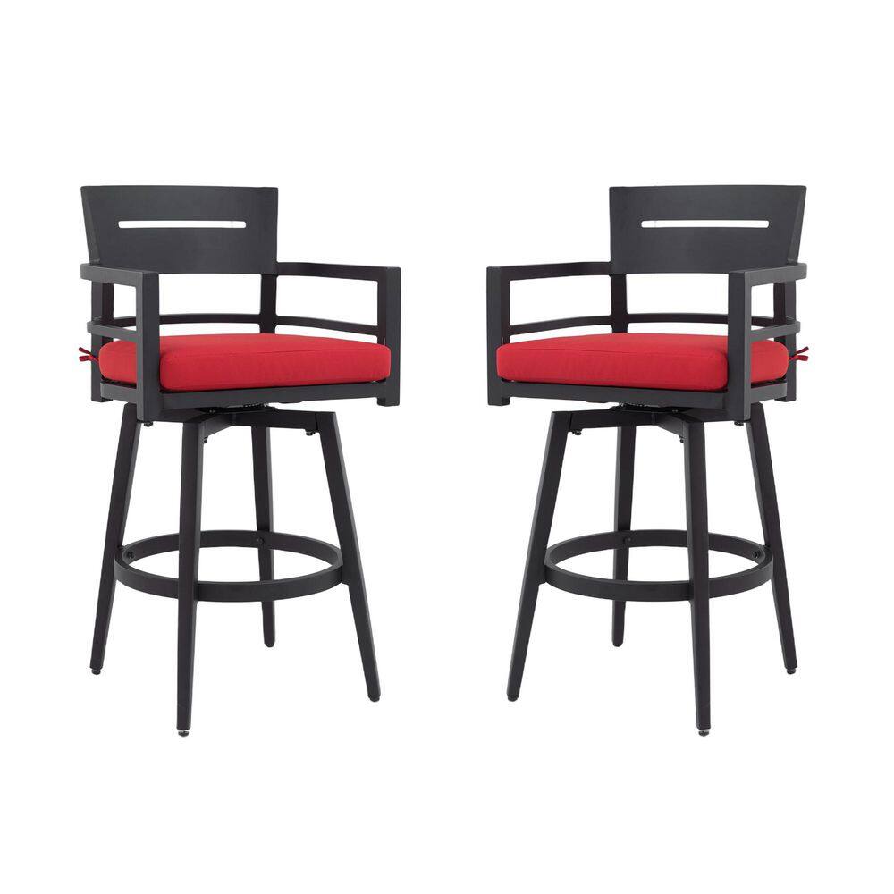 2-Piece Black Metal Outdoor Lounge Chair with Red Cushions price history on PriceWatchPro