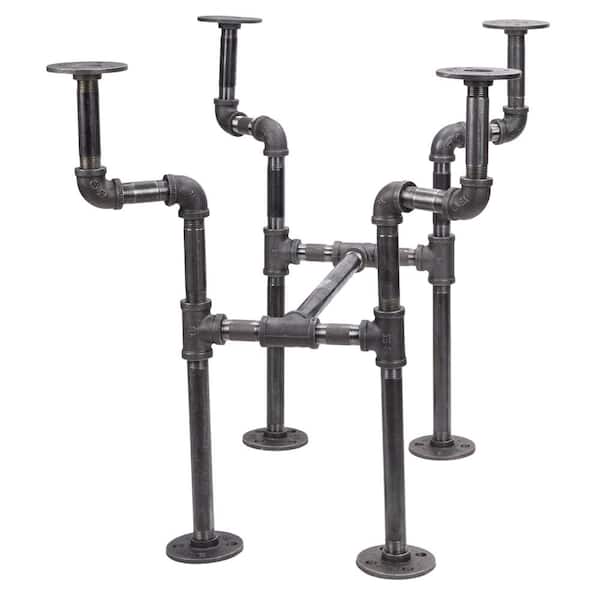 PIPE DECOR 1/2 in. Black Pipe 10.5 in. W x 16/5 in. D x 19 in. H Streetlights Design End Table Kit