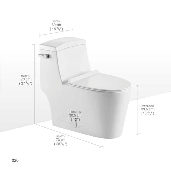 Vanityfus 1 Piece 1 28 Gpf Single Flush Elongated Toilet In White Siphonic Jet With Soft Closing Seat Included Vf Mh Tl0 670 The Home Depot