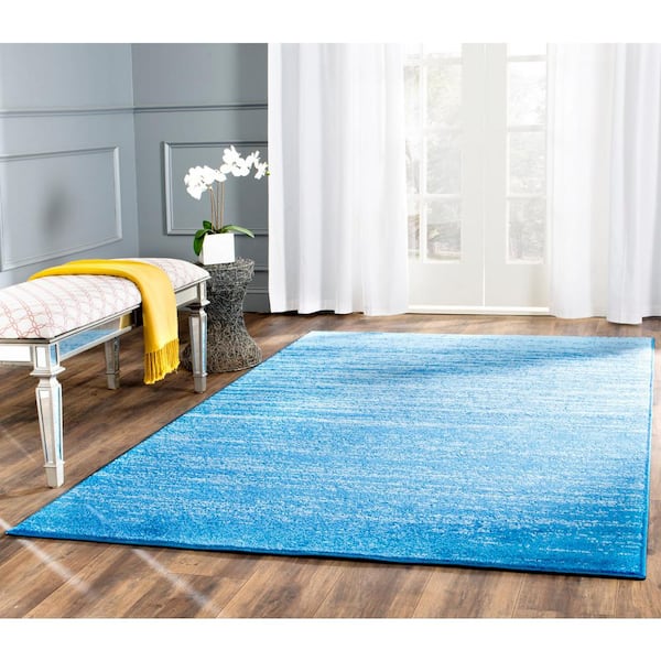 Adirondack Light Blue/Dark Blue 6 ft. x 6 ft. Square Solid Area Rug
