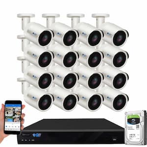 16-Channel 8MP 4TB NVR Security Camera System 16 Wired Bullet Cameras 2.8mm Fixed Lens Human/Vehicle Detection Mic